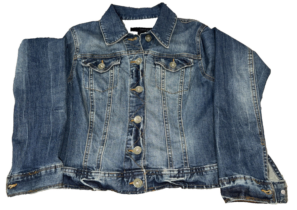 Calvin Klein Jeans Fitted Cropped Denim Jacket Medium Blue